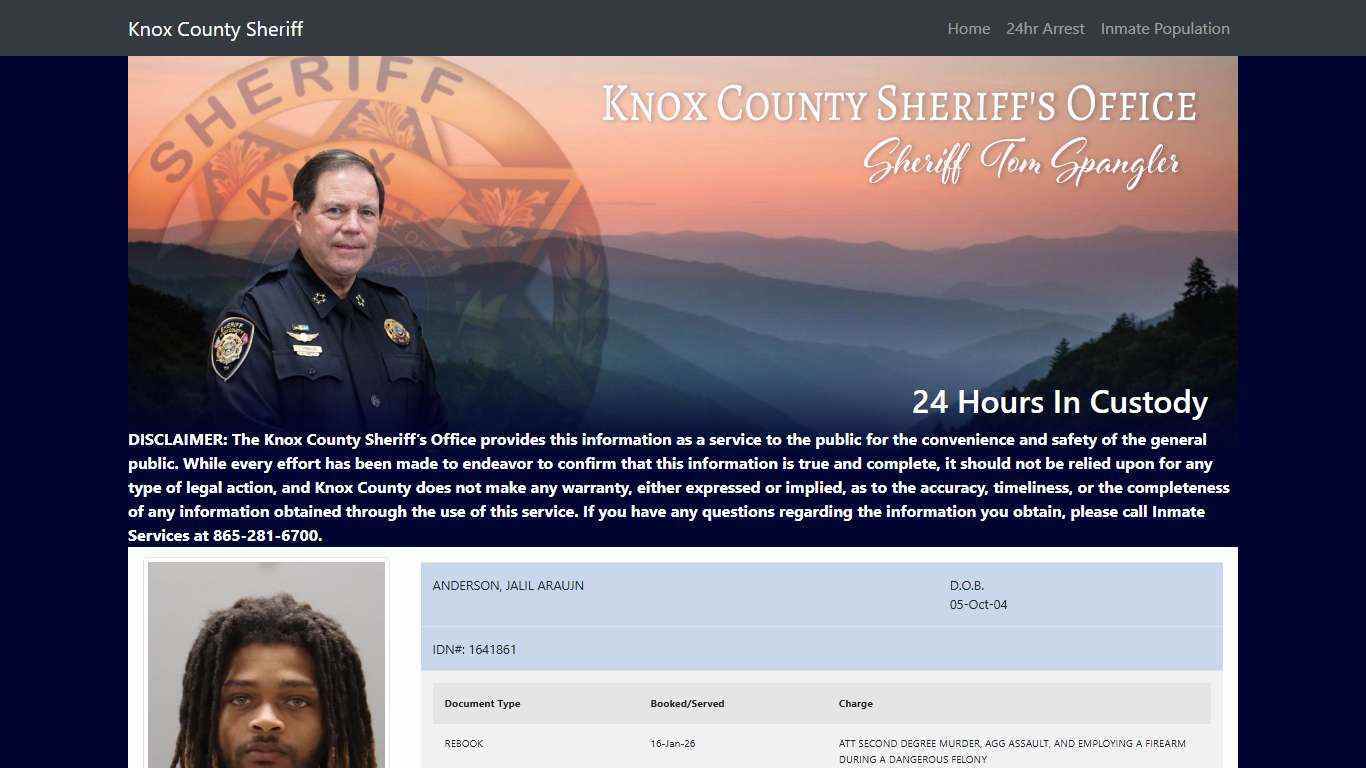 Knox County Tennessee - Sheriff - 24 Hour Arrests