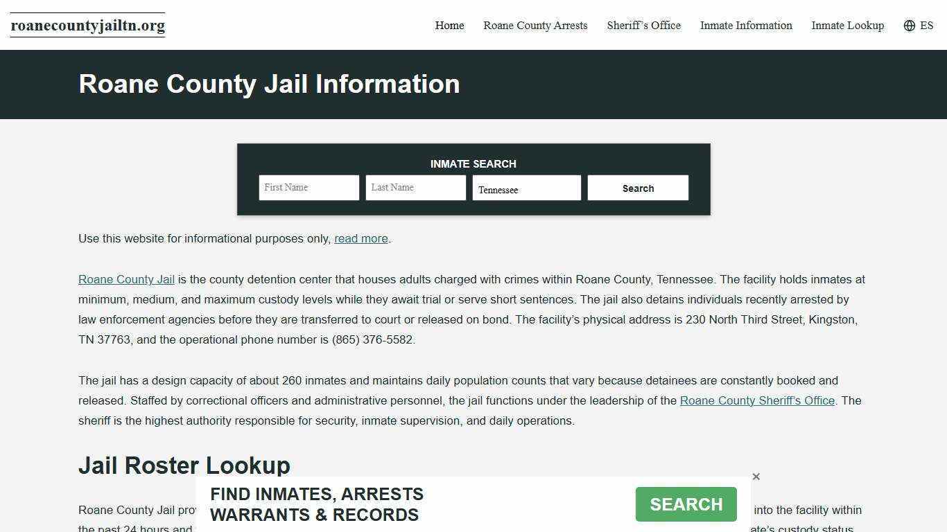 Roane County, TN Jail Roster, Inmate Info